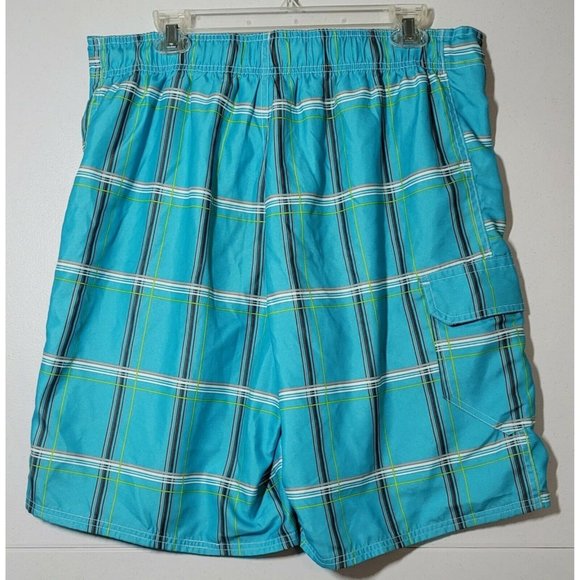 Ocean Pacific O.P. Men's Teal Multi-Color Plaid Board Shorts Size Med Surf Beach - Picture 3 of 6